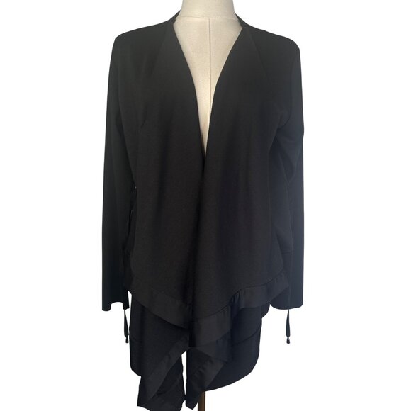 2/$30 ZARA Medium W/Collection Black Viscose Blend Waterfall Cardigan - Picture 1 of 15